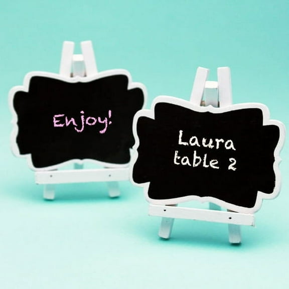 CHARMED MINI WHITE BLACKBOARD VINTAGE CHALKBOARD STAND WEDDING TABLE PLACEMENT; SET OF 10