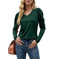 thumbnail image 2 of Womens Shirt V Neck Casual Tshirts Puff Sleeve Tops for Women Solid Color Casual Tunic Tops Blouses, 2 of 5