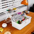 thumbnail image 4 of 13.3 Inch Craft Box Organizer and Medicine Organizer Storage with 2 Tier Tray,Multifunctional Plastic Sewing Organizer,Cute First aid Kit Empty Box with Handle and Craft Supply Organizer, 4 of 7