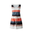 thumbnail image 2 of Seyurigaoka Women Casual Sleeveless Striped Dresses V Neck Spaghetti Strap Mini Dress Elastic Waist Belt Swing Dress with Pockets, 2 of 9