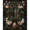 thumbnail image 2 of Daniel Seghers 20x24 Gold Ornate Framed and Double Matted Museum Art Print Titled - Garland of Flowers Surrounding a Sculpture of the Virgin Mary (1645), 2 of 4