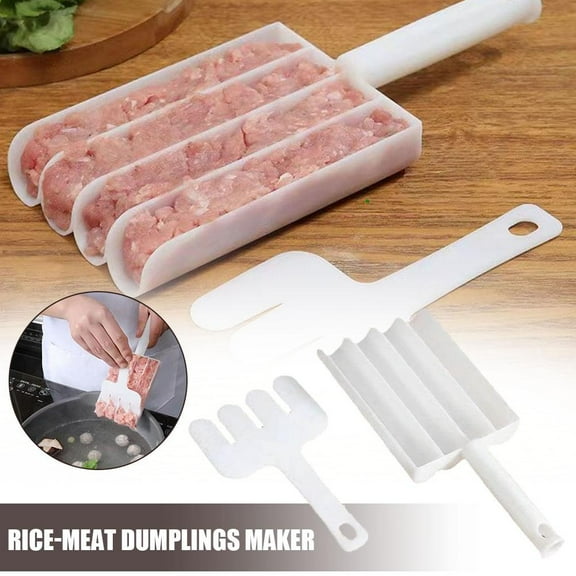 Kitchen Triple Meatball Maker, Meat Baller Spoon with Cutting Spade,DIY Meatball Making Set,Home Cooking Tools for Quick Cooping Cookie Dough Or Sorbet