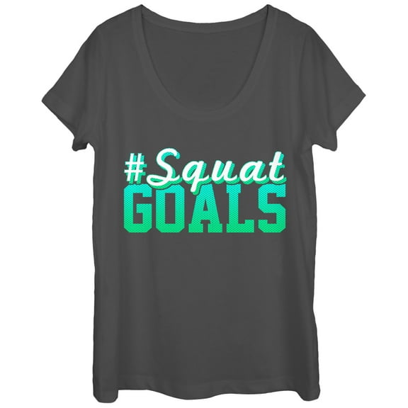 Women's CHIN UP Squat Goals Scoop Neck Charcoal Large