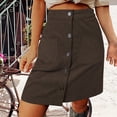 thumbnail image 4 of Gibobby faldas para mujer mujer Otoño/Invierno Cintura alta Hebilla Una línea Mini vestido corto Correa Bolsillo(Marrón, XL), 4 of 5