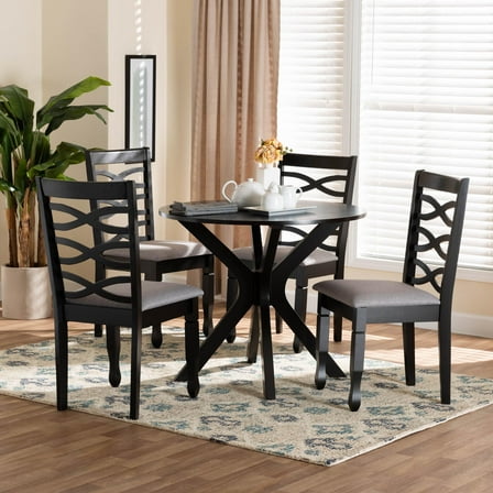 Baxton Studio Mila Modern Dining Set, 5-Piece Set, Dark Brown
