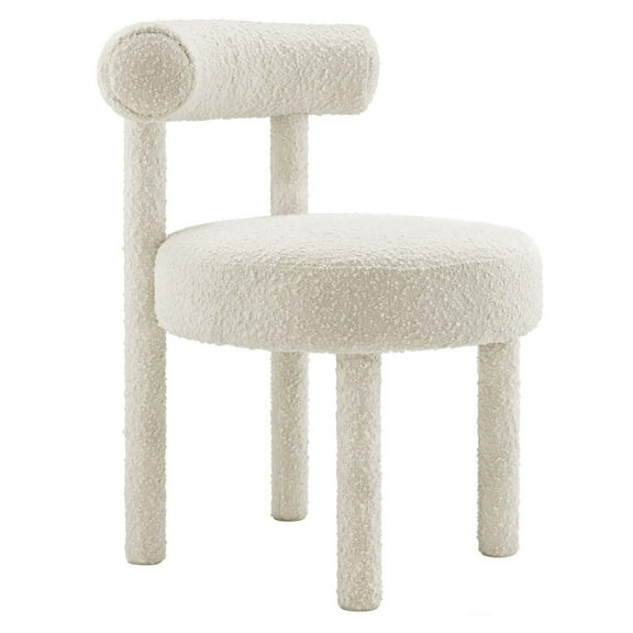 Modway Toulouse 19" Upholstered Boucle Fabric Dining Chair in Ivory