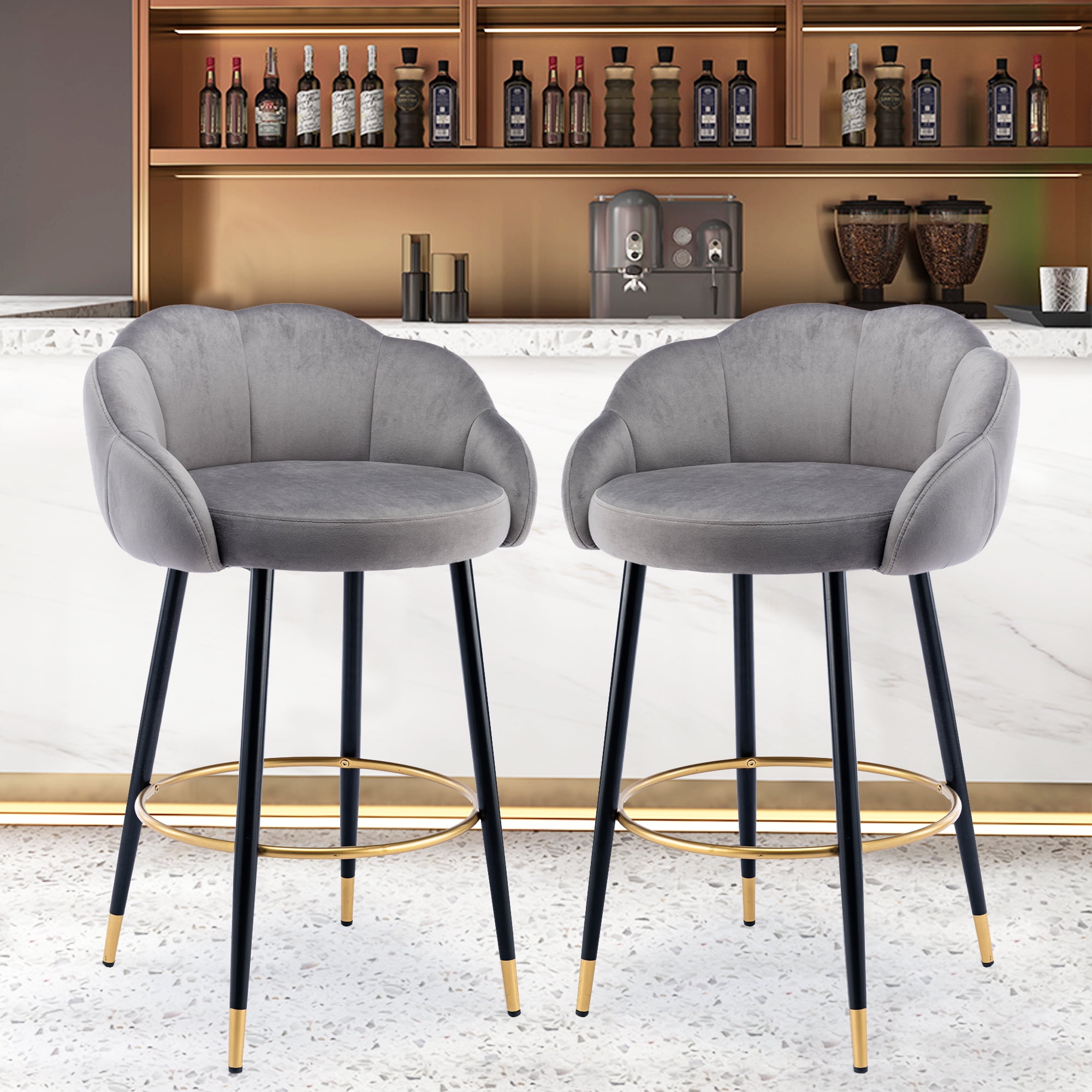 Vintage Style COOLMORE Bar Stools with Back and Footrest, Set of 2