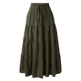 thumbnail image 4 of Riforla Womens Skirts Summer Elastic High Waist Boho Maxi Skirt Casual Drawstring A Line Long Flowy Ruffle Skirt for Women Long Skirts Army Green_001 M, 4 of 7