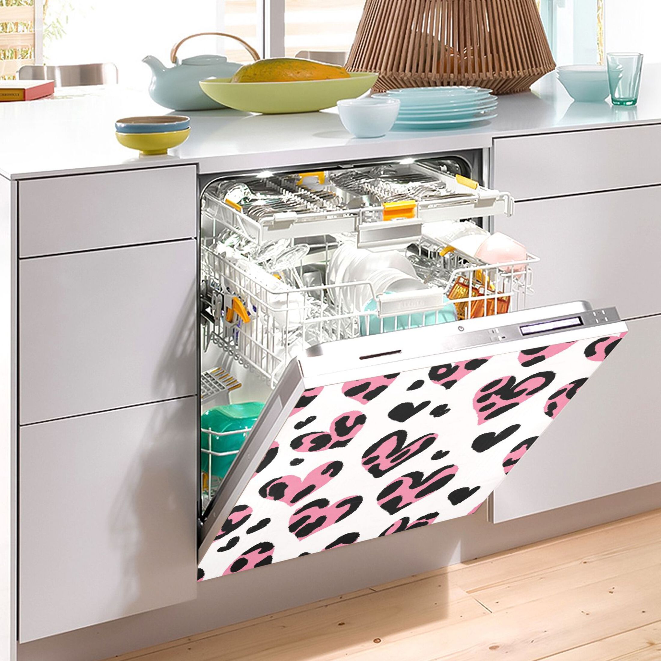 IAUYY Magnetic decorative sticker - 23x26 Inch PVC Refrigerator Decorative Cover, Removable DIY Art for Kitchen Appliances Leopard Print Miller Style