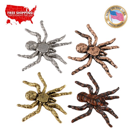 Spider, Tarantula, Arachnida, Pewter, Hat, Lapel, Brooch, Pin, Pins Made in USA, Over 50 Insect Designs Available. Creative Pewter Designs,