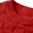 thumbnail image 4 of Timoontee Men's Casual Long Sleeve Sweater Solid Crewneck Pullover Tops Jacquard Textured Sweaters Fall Winter Comfy Thermal Sweaters Red XL, 4 of 5