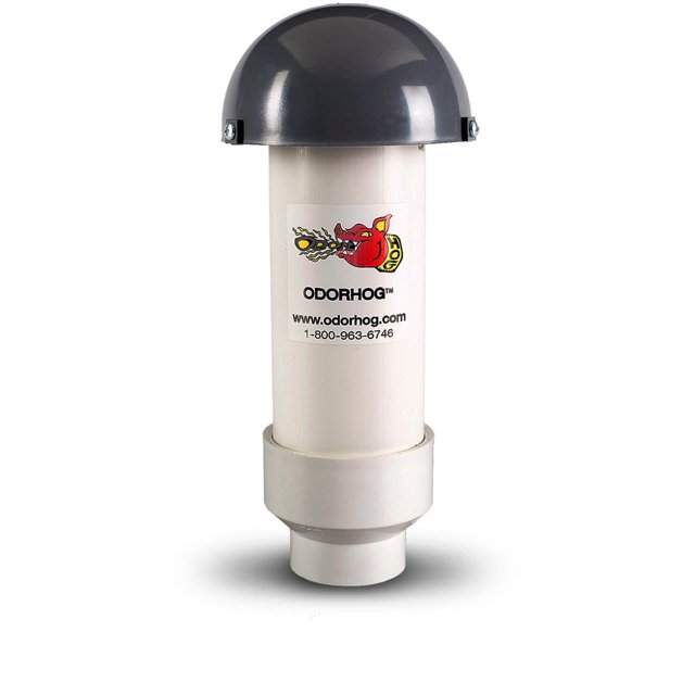 OdorHog Mushroom Cap Vent Stack Pipe Filter 1.5" PVC Slip On, Removes Outdoor and Sewer Odor