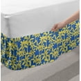 thumbnail image 2 of Tropical Bed Skirt, Exotic Palm Trees Pattern Hawaiian Jungle Foliage Illustration, Elastic Bedskirt Dust Ruffle Wrap Around for Bedding Decor, 4 Sizes, Earth Yellow and Azure Blue, by Ambesonne, 2 of 2