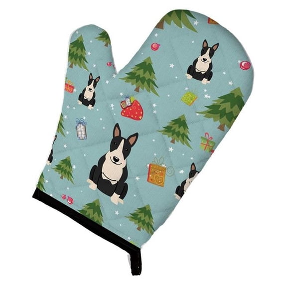Carolines Treasures  Christmas Bull Terrier Black & White Oven Mitt - Black & White