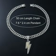 thumbnail image 4 of Bling Lightning Bolt CZ Iced Out Necklace for Men,Fake Diamond Thick Cuban Link Chain Rapper Hip Hop Custume Jewelry 18K Gold/Platinum Plated with Sparkly Lightning Charms, 4 of 4