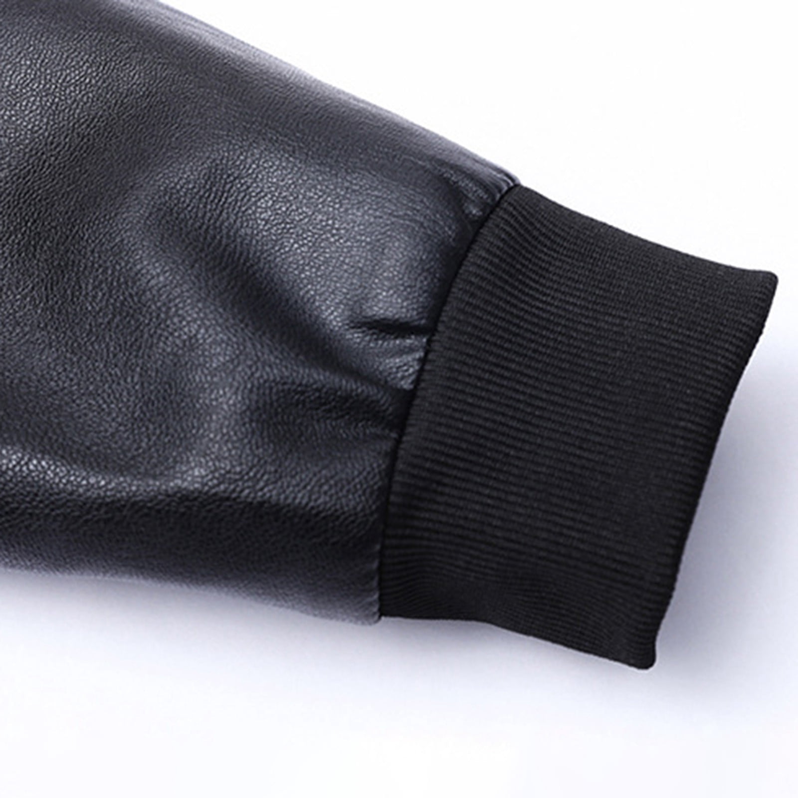 NTACZA Motorcycle Jackets for Men Stand Colloar Faux Leather Black Bomber Jacket Pu Work Zip Up Outerwear Coats for Man M