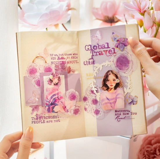 6 sets - Stickers falling among flowers, a girly series of fashionable girly journal decorations