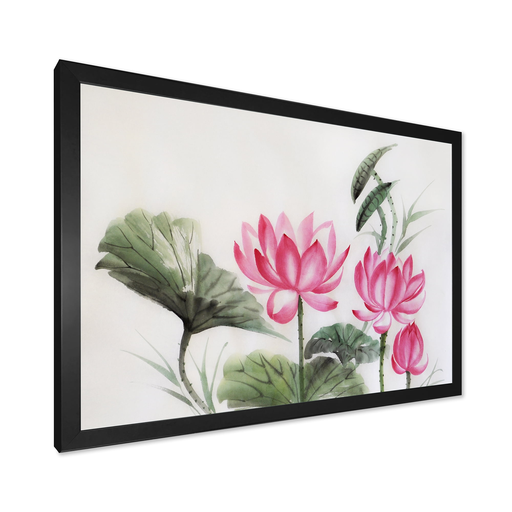 Designart 'Ancient Pink Lotuses In The Pond I' Traditional Framed Art Print