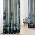 thumbnail image 5 of Raindrops Blue Printed Linen Textured Blackout Curtain (1 Panel), Raindrops Blue, 50W X 108L, 5 of 10