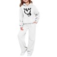 thumbnail image 3 of XIMIN Girls Boys 2 Piece Sweatsuit Lounge Set Long Sleeve Heart Graphic Oversized Tracksuit Preppy Aesthetic Clothing Set Pullover Hoodie and Sweatpants Sets, 3 of 6