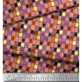 thumbnail image 2 of Soimoi Polyester Crepe Fabric Check & Brush Stroke Abstract Print Fabric by Yard 52 Inch Wide, 2 of 3