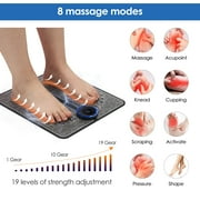 EMS Foot Massager Mat, Portable Foot Massager Pad Foot Stimulator Massage Machine with Remote Control 8 Modes and 19 Intensity Levels for Relaxation