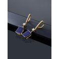 thumbnail image 4 of Gem Stone King 18K Yellow Gold Plated Silver Dangle Earrings Lapis Moissanite (12.76 Cttw), 4 of 5