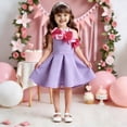 thumbnail image 2 of AINIYS Girls Short Sleeve Tulle Dress With Crew Neck And Hidden Back Zipper Bow Accent For Princess Party And Pageant Purple 100, 2 of 5