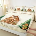 thumbnail image 3 of Manfei Cute Gingerbread House Twin Sheet Sets,Christmas Gingerbread Man Twin Fitted Sheet,Green Xmas Tree Flat Sheet For Boys Kids,Luxury Bedroom Decor,3-Piece, 3 of 7