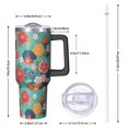 thumbnail image 2 of 40oz Pioneer Flower Floral Print Pattern Insulated Tumbler with Handle, BPA-Free Leak Proof Lid and Straws, Double Wall Vacuum, Hot 12h/Cold 34h, 2 of 6