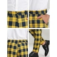 thumbnail image 6 of INSPIRE CHIC Men's Business Plaid Lightweight Regular Fit Flat Front Checked Pants 34 Navy Yellow, 6 of 7