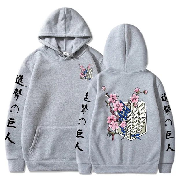 Hot Anime Attack On Titan Wings Of Liberty Sakura Wings of Liberty gráfico hombres mujeres sudaderas con capucha de talla grande sudadera ropa de calle