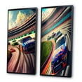 thumbnail image 3 of Designart "Last Lap at Daytona I" Cars Race Car Framed Wall Art Set Of 2 - Green Performing Arts Framed Wall Art Set Of 2, 3 of 7