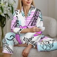 thumbnail image 4 of Wukai Eiffel Tower and Hearts Print Women's Pajama Set - Soft Long Sleeve Sleepwear for Comfort and Style-X-Large, 4 of 9