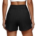 thumbnail image 4 of Women's Polyester Casual Solid Color Lace Up Pocket Shorts, Mid Waist Elastic Loose Drawstring, Pockets Lace Up, Summer Outdoor Travel Vacation Beach, Womens Shorts | UKHCCC,Black L, 4 of 7
