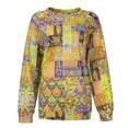 thumbnail image 3 of Mode Femmes Col Rond Imprimé Manches Longues Chandail en Molleton Tops Faciles T-shirt, 3 of 8