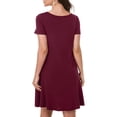 thumbnail image 4 of Kagetolytai Summer Dresses for Women 2024 Women's Casual Dresses Summer Short Sleeve Round Neck Women's Hem Dresses Womens Summer Dresses Wine L, 4 of 9