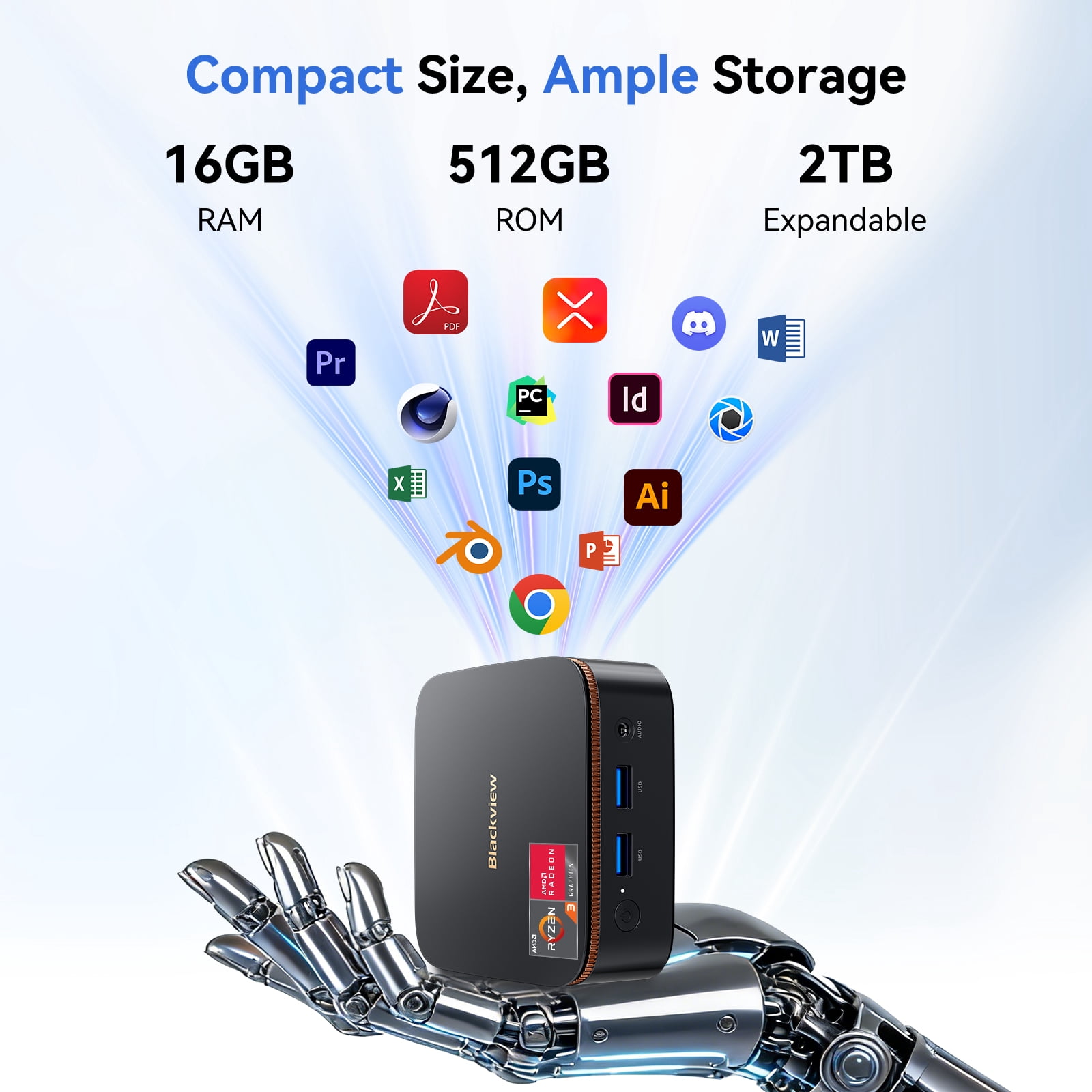 Blackview MP60 Mini PC, Intel N95, 16GB RAM, 512GB SSD, Gaming, 4K