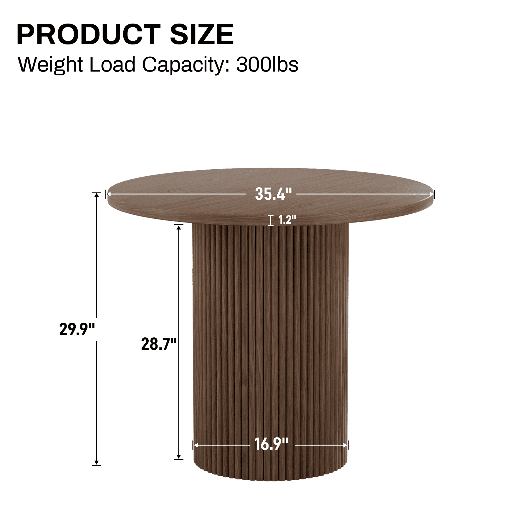 Rophefx 35.4" Solid Wood Round Dining Table with Handcrafted Relief Pedestal,Circle Dining Table,Walnut