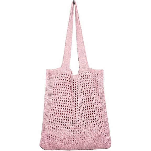 CoCopeaunt Crochet Bags for Women Knitted Tote Bag Faircore Hobo Bag Aesthetic Fairy Grunge Tote Bag Hollow Shoulder Handbags