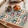 thumbnail image 3 of Nautical Ship Checked Placemats Set of 6 Teal Coastal Sailboat Anchor Place Mats Indoor Wipeable Table Mats Washable Cloth Dining Table Placemats for Kitchen Holiday Party Home Decor 13x19 Inch, 3 of 9
