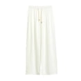 thumbnail image 2 of Cagogo Womens Drawstring Wide Leg Pants Plus Size Elastic Waist Loose Flowy Long Trousers Casual Beach Work Lounge Palazzo Pants, White 3XL, 2 of 5