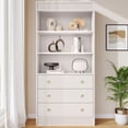 thumbnail image 4 of Garvee 6 Tier Bookshelf with 3 Drawers, Double Waved Design, White, 4 of 8