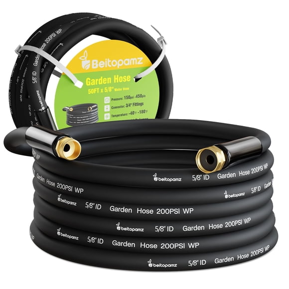 Manguera de jardín Beitopamz Híbrida de goma resistente de 15 m x 1,6 cm