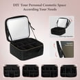 thumbnail image 5 of Behaesty Bolsa de maquillaje de viaje con espejo iluminado LED, bolsa organizadora de maquillaje cosmético con 3 ajustes de color, estuche de tren de maquillaje con divisores ajustables para mujeres p, 5 of 5