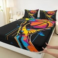 thumbnail image 3 of Castle Fairy Sport Basketball Twin Sheet Sets 3pcs for Kids Teens Adults,Ball Gamer Twin Fitted Sheet Microfiber,Abstract Graffiti Splash Breathable Flat Sheet,Microfiber Bedroom Decor, 3 of 7