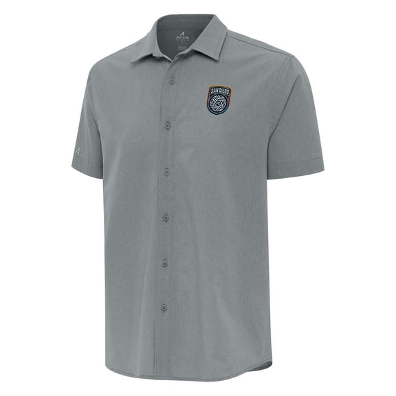 Men's Antigua Gray San Diego FC Activate Woven Button-Up Shirt