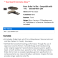 thumbnail image 2 of Front Brake Pad Set - Compatible with 1997 - 2003 INFINITI QX4 1998 1999 2000 2001 2002, 2 of 2