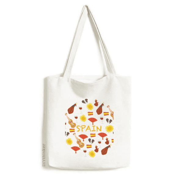 Spain Flamenco Music Food Tote Canvas Bag Shopping Satchel Casual Handbag
