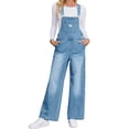 thumbnail image 2 of Adjustable Strap Sleeveless Women Loose Denim Overall Wide Leg Jumpsuit, 2 of 6